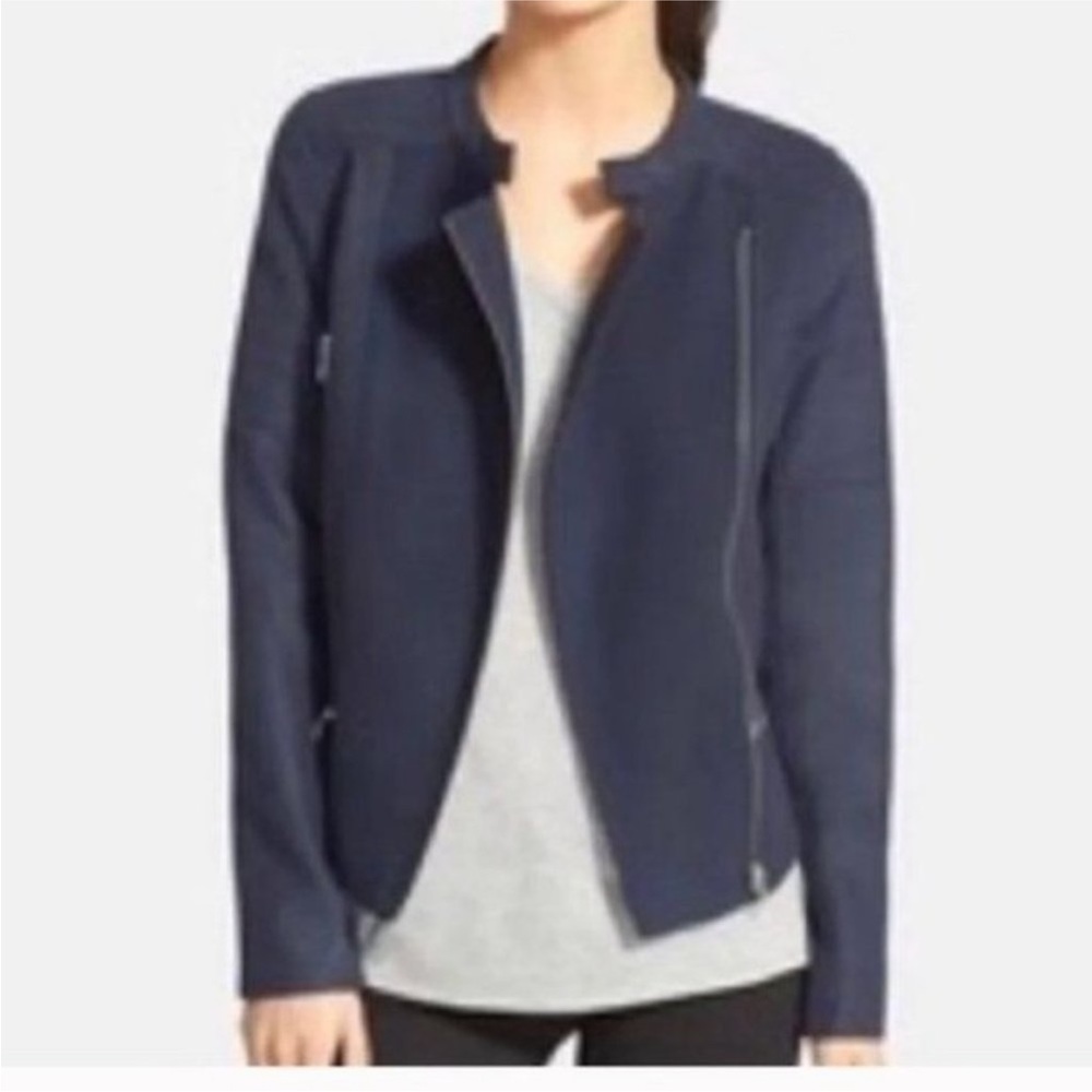 Trouve Nordstrom Blue Asymmetric Zipper Sporty Biker Moto Jacket xs